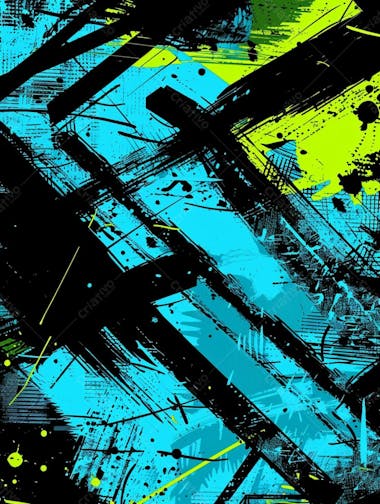 Fundo de imagem vetorial abstrato, cores azul neon e preto, estilo grafite