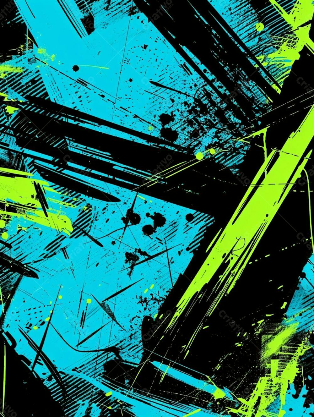 Fundo De Imagem Vetorial Abstrato, Cores Azul Neon E Preto, Estilo Grafite