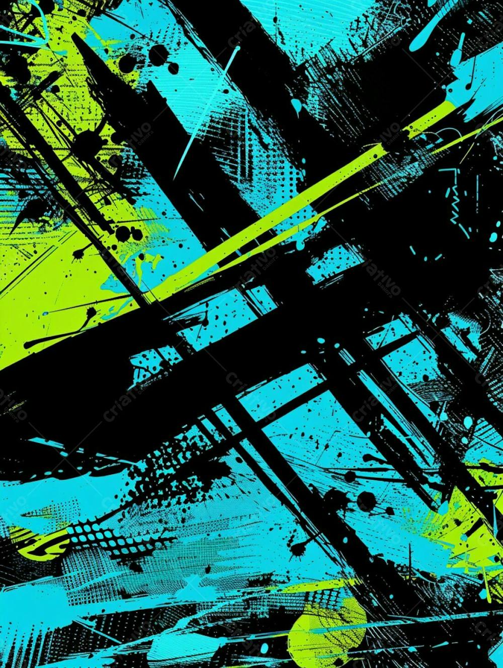 Fundo De Imagem Vetorial Abstrato, Cores Azul Neon E Preto, Estilo Grafite