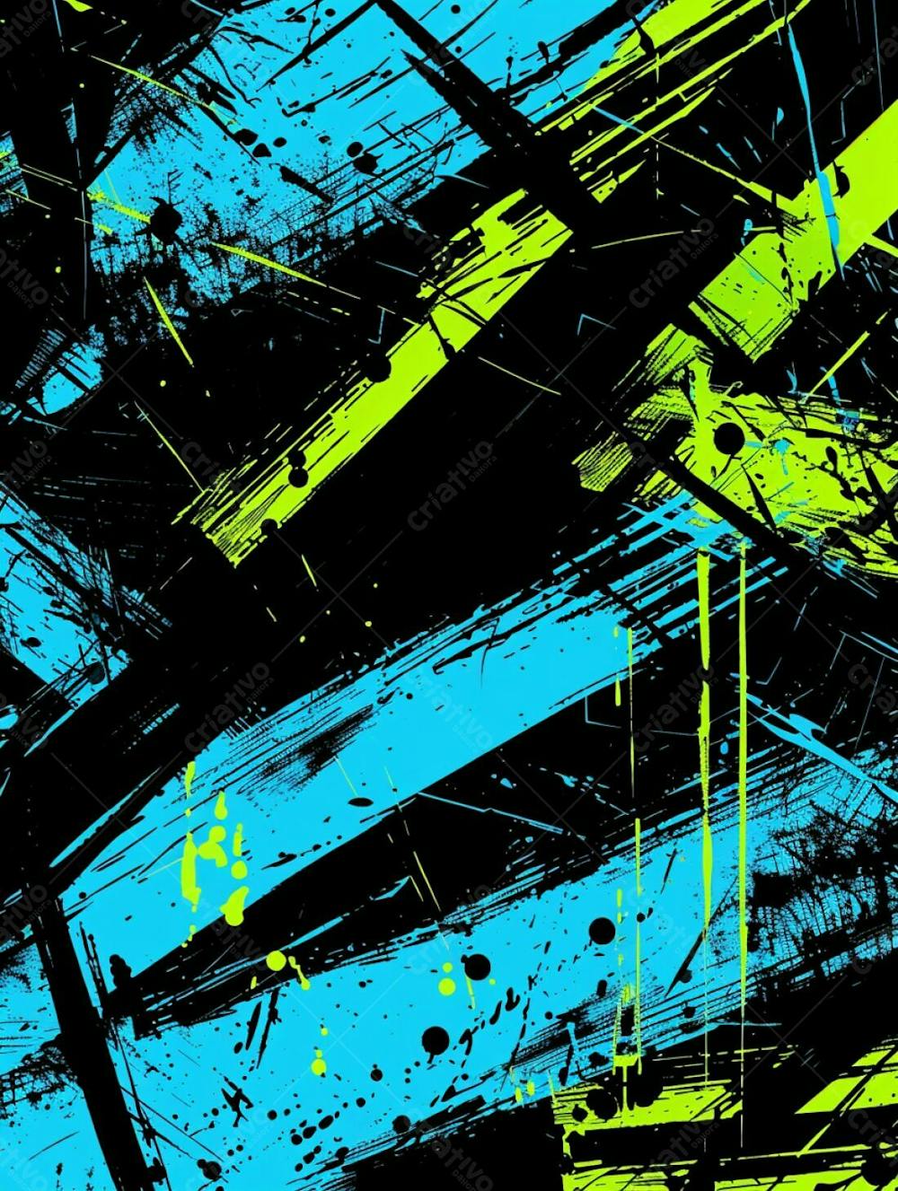 Fundo De Imagem Vetorial Abstrato, Cores Azul Neon E Preto, Estilo Grafite