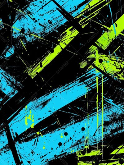 Fundo De Imagem Vetorial Abstrato, Cores Azul Neon E Preto, Estilo Grafite