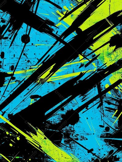 Fundo De Imagem Vetorial Abstrato, Cores Azul Neon E Preto, Estilo Grafite