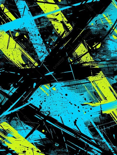Fundo De Imagem Vetorial Abstrato, Cores Azul Neon E Preto, Estilo Grafite