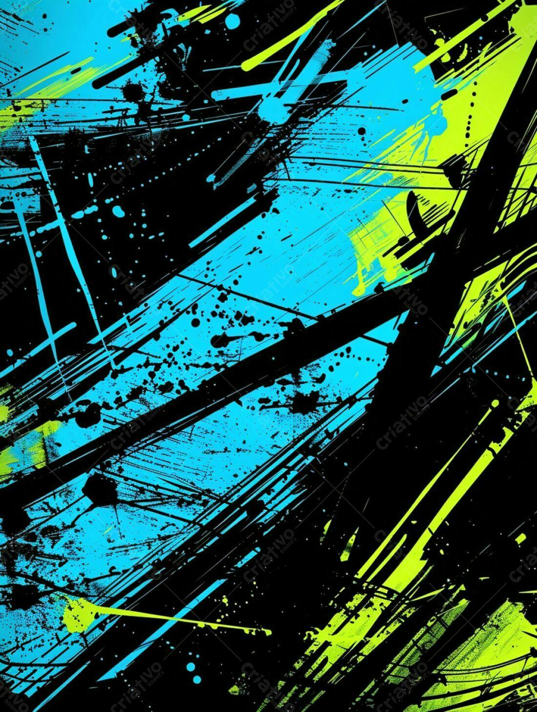 Arte Abstrata Azul Verde e Preto