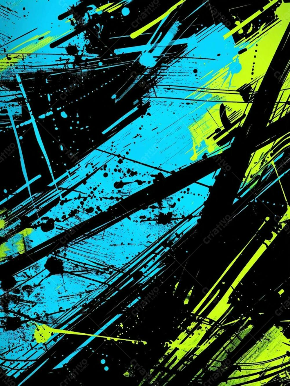 Fundo De Imagem Vetorial Abstrato, Cores Azul Neon E Preto, Estilo Grafite