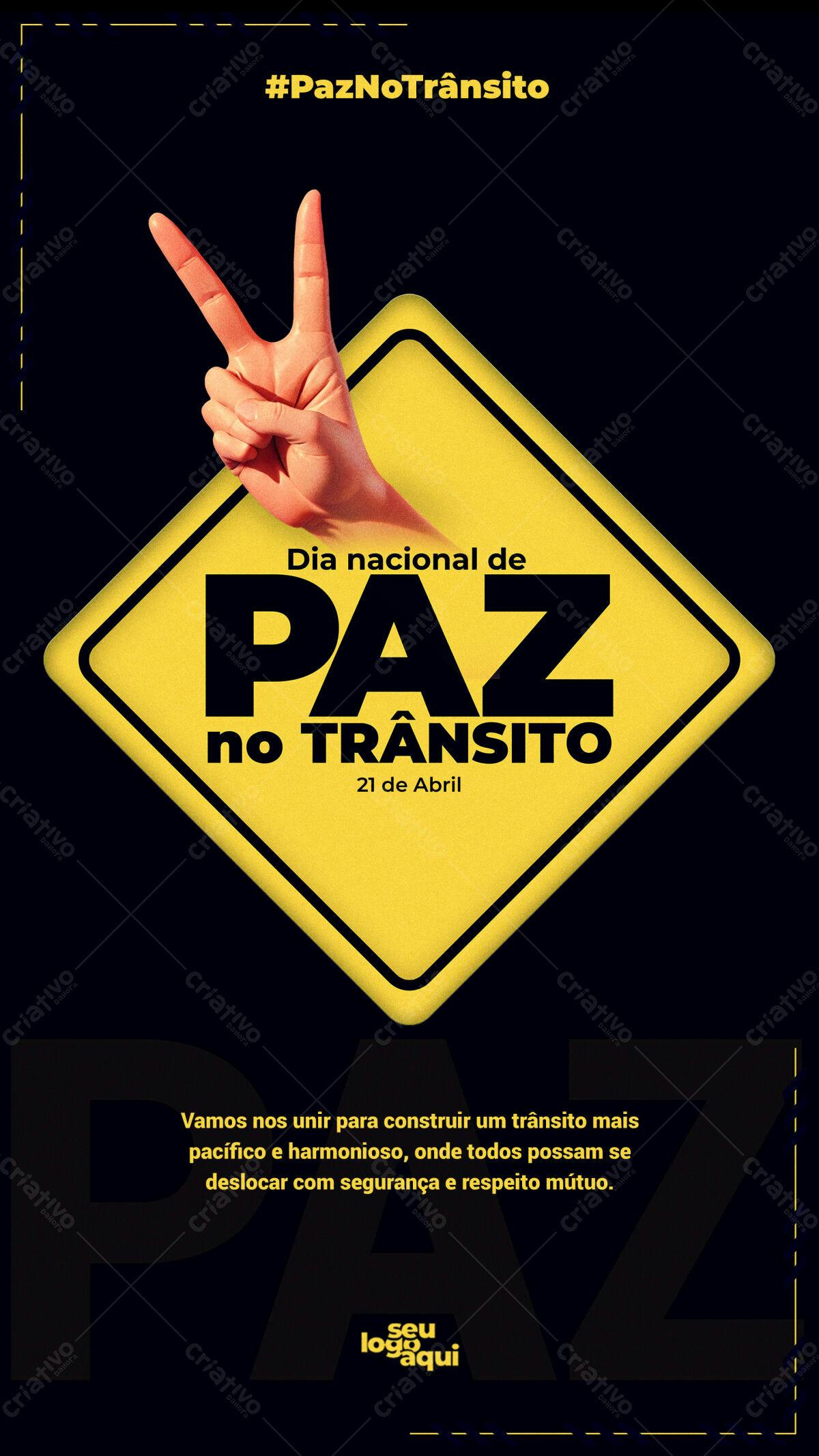 Flyer Dia Nacional da Paz no Trânsito PSD Editável