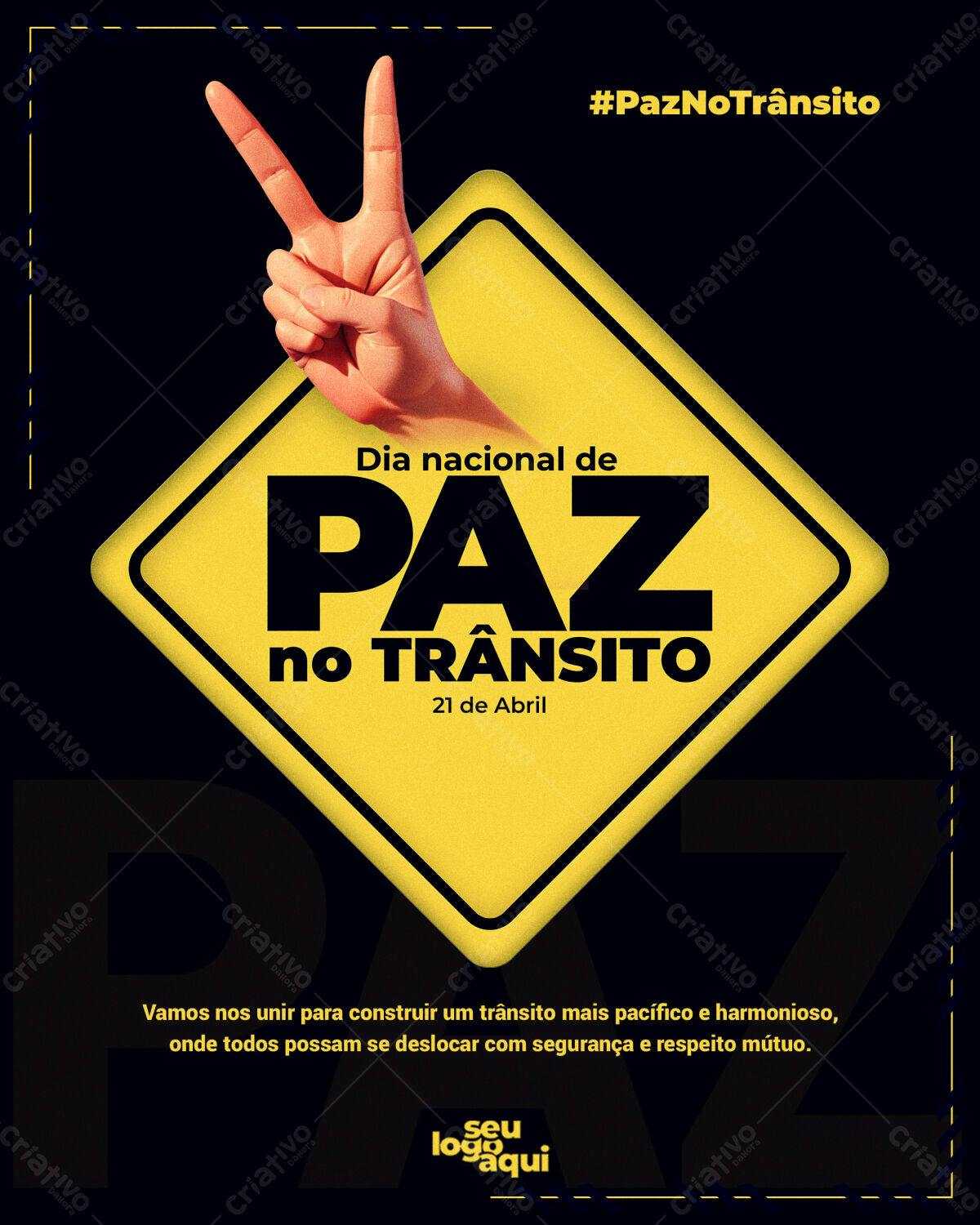 Flyer Dia Nacional da Paz no Trânsito PSD Editável