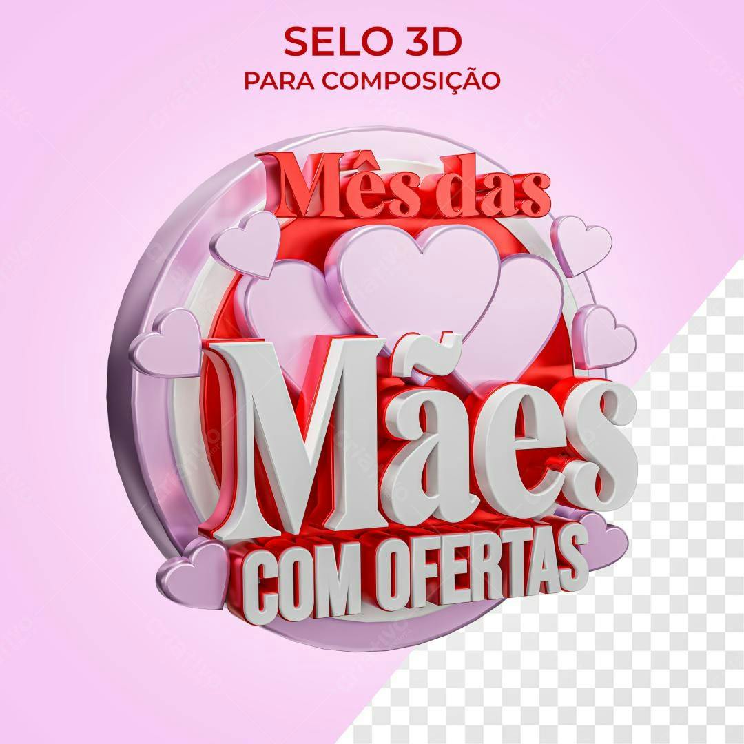 Selo 3D para o Dia das Mães PSD Editável