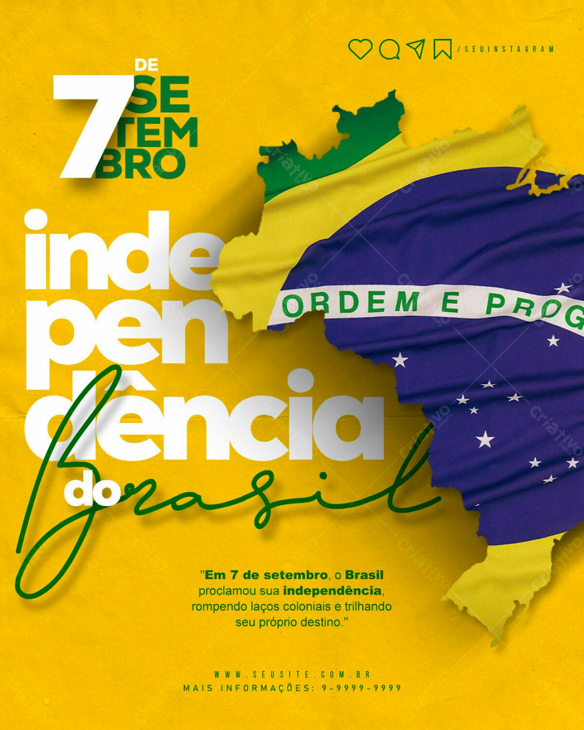 Flyer 7 de Setembro Independência do Brasil PSD Editável