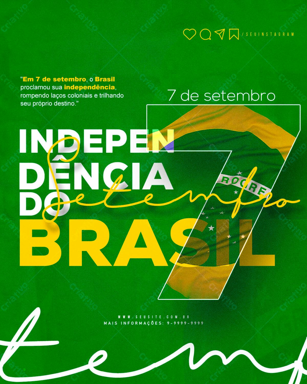 Flyer 7 de Setembro Independência do Brasil PSD Editável