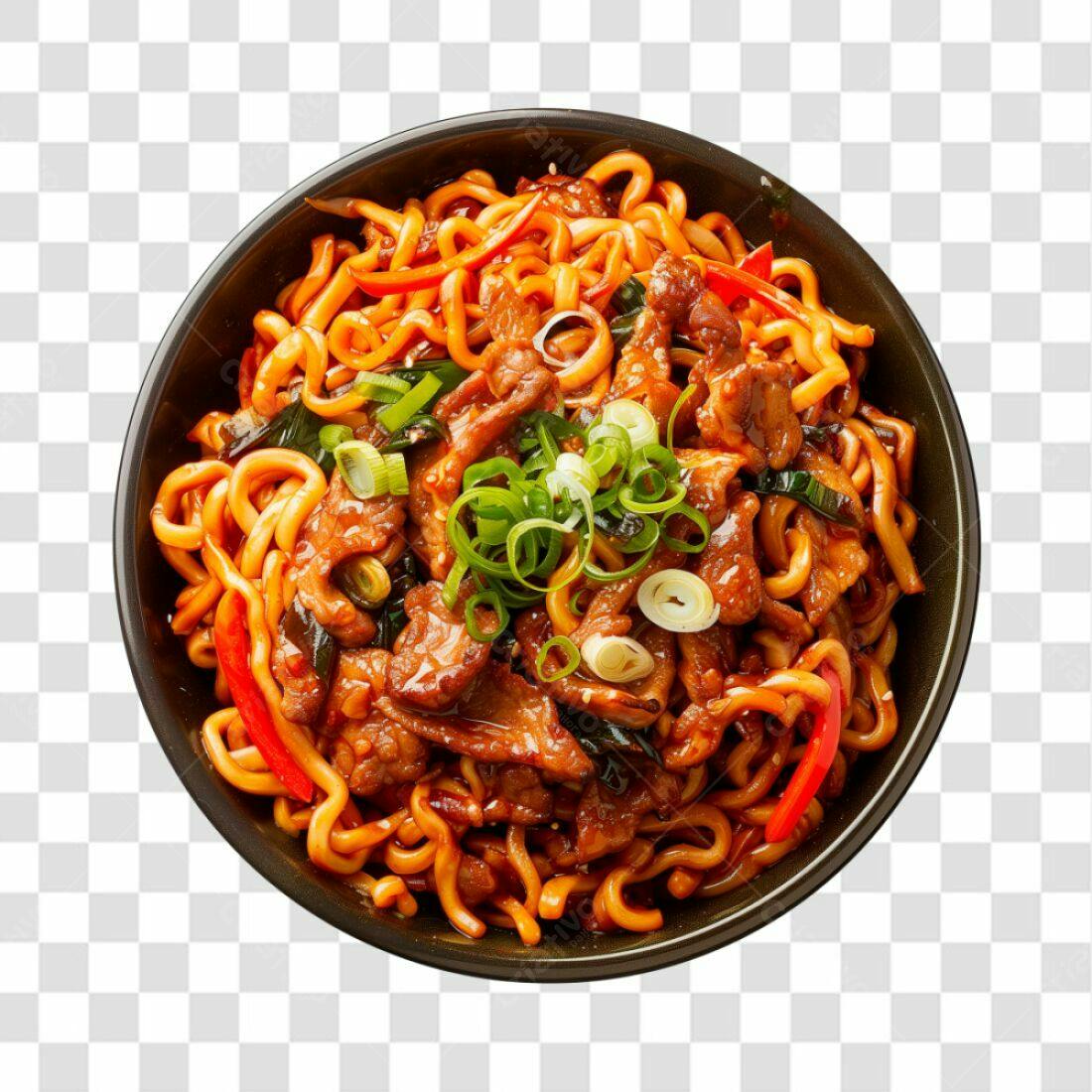 Imagem Prato de Macarrão com Carne PNG com fundo transparente