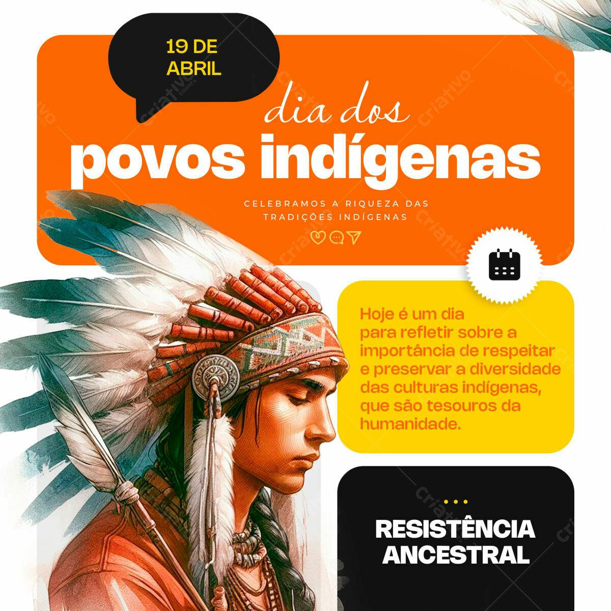 Flyer Dia dos Povos Indígenas PSD Editável