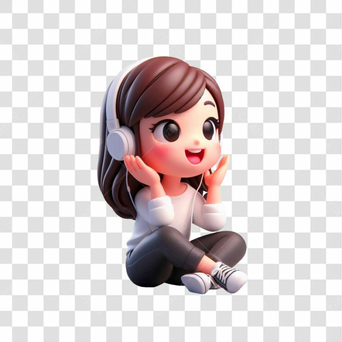 Icone garota ouvindo música PNG com fundo transparente