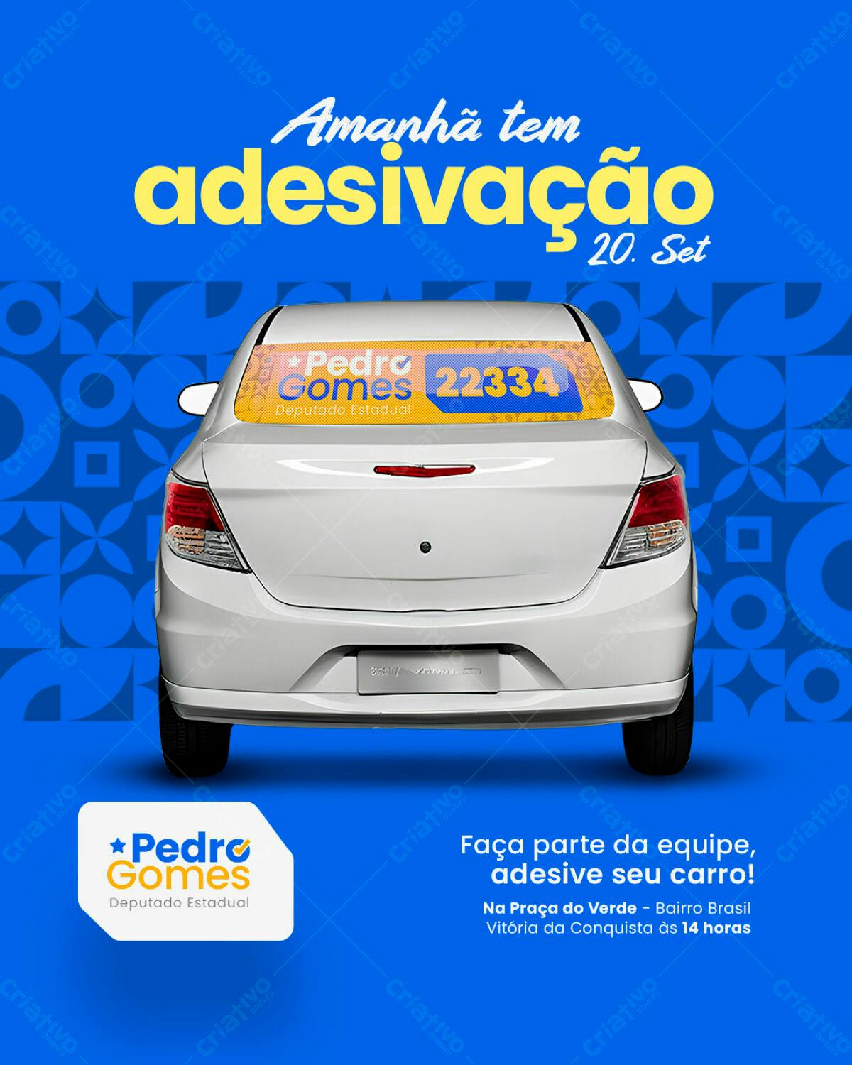 Adesivo de Carro para Campanha Política PSD Editável