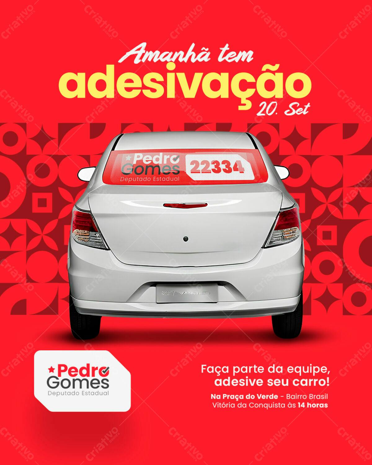Adesivo de Carro para Campanha Política PSD Editável