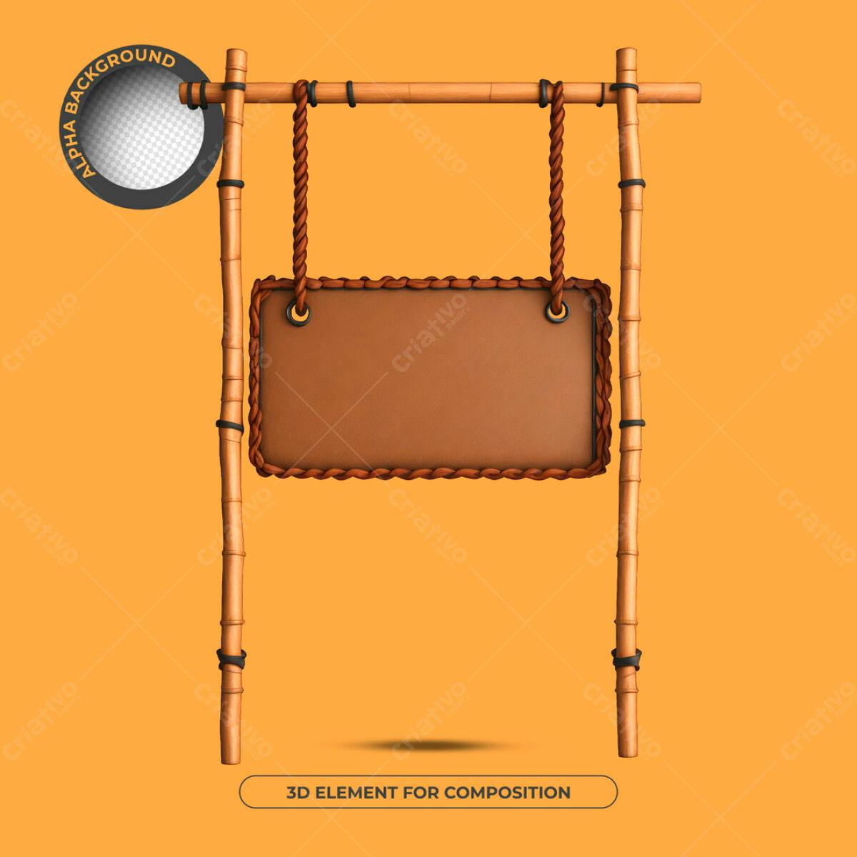 Placa de Madeira para Mockup PSD Editável