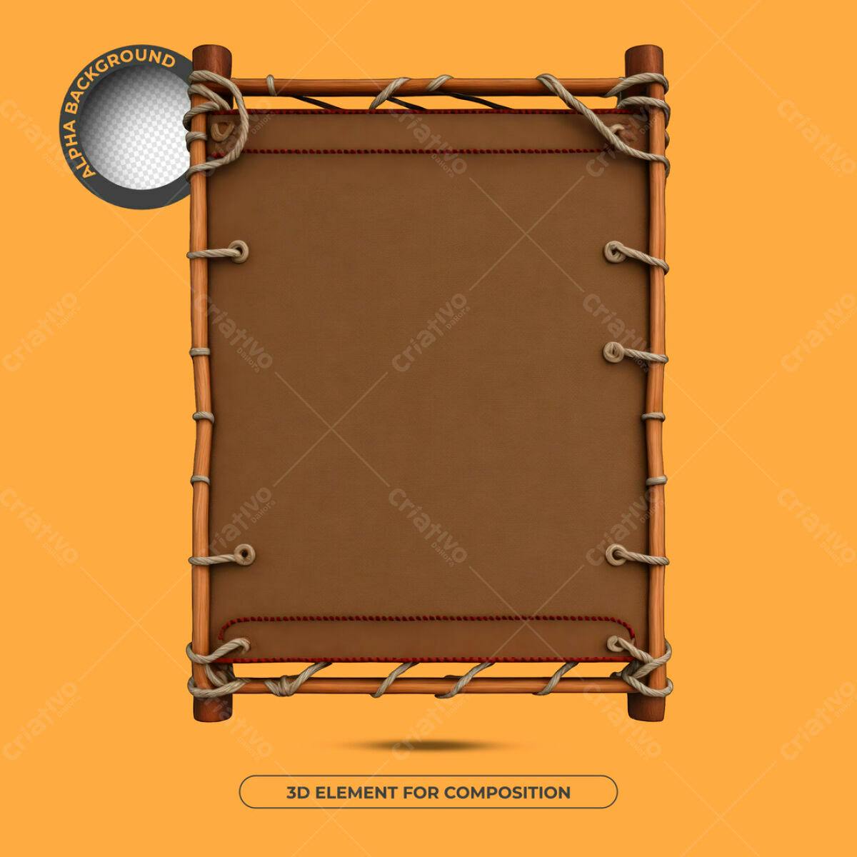 Moldura de Madeira Marrom PSD Editável
