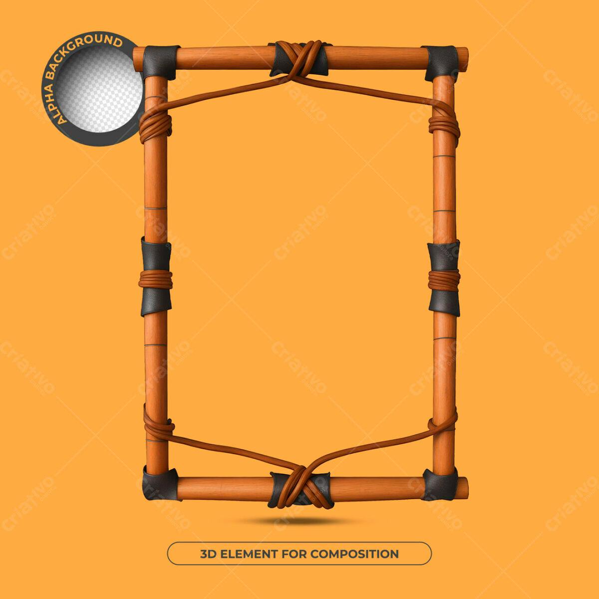 Moldura 3D em Madeira PSD Editável