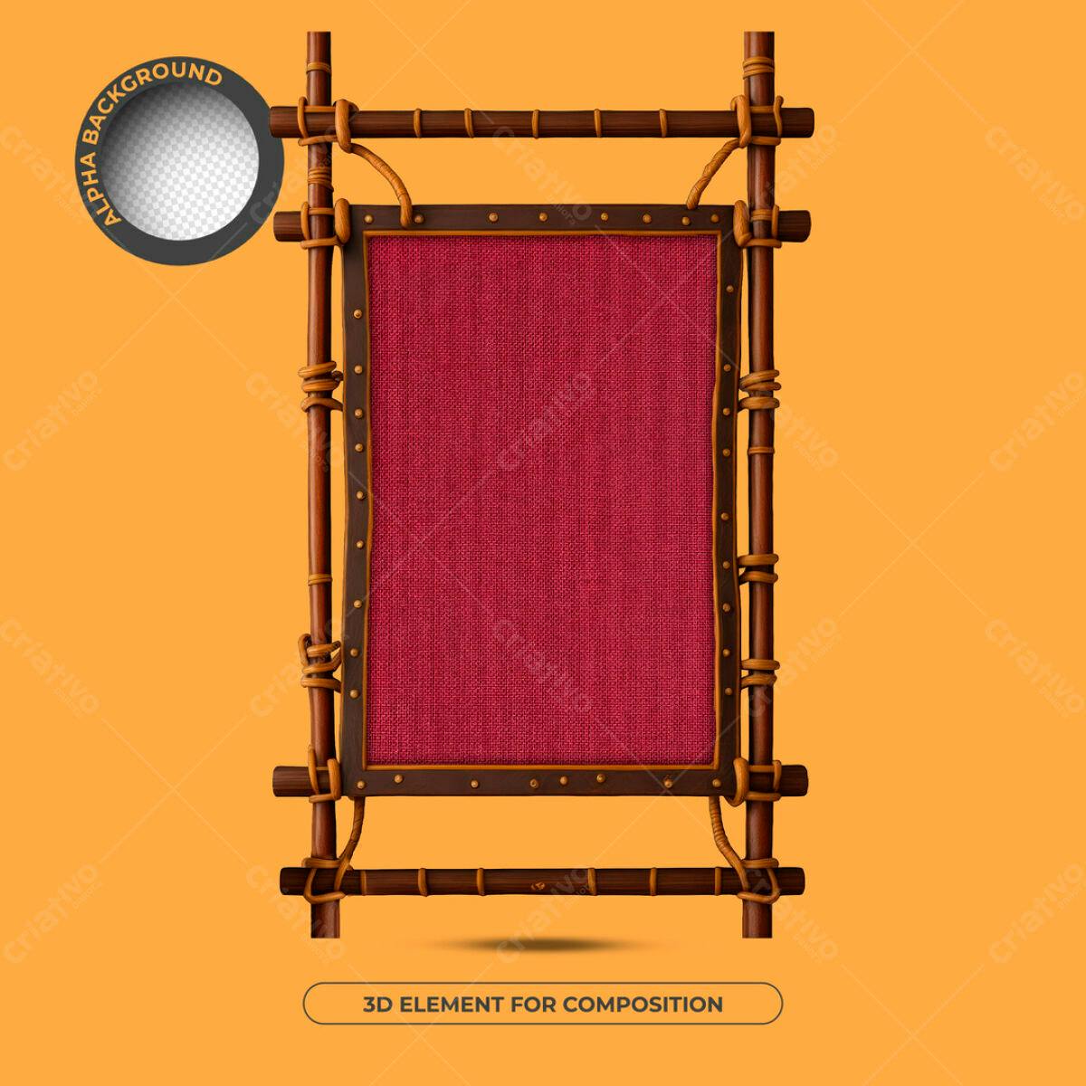 Banner de Madeira com Tecido Bordô PSD Editável