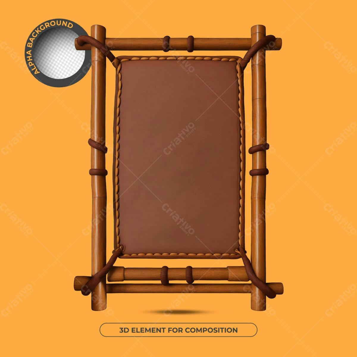 Moldura de Bambu 3D para Mockup PSD Editável