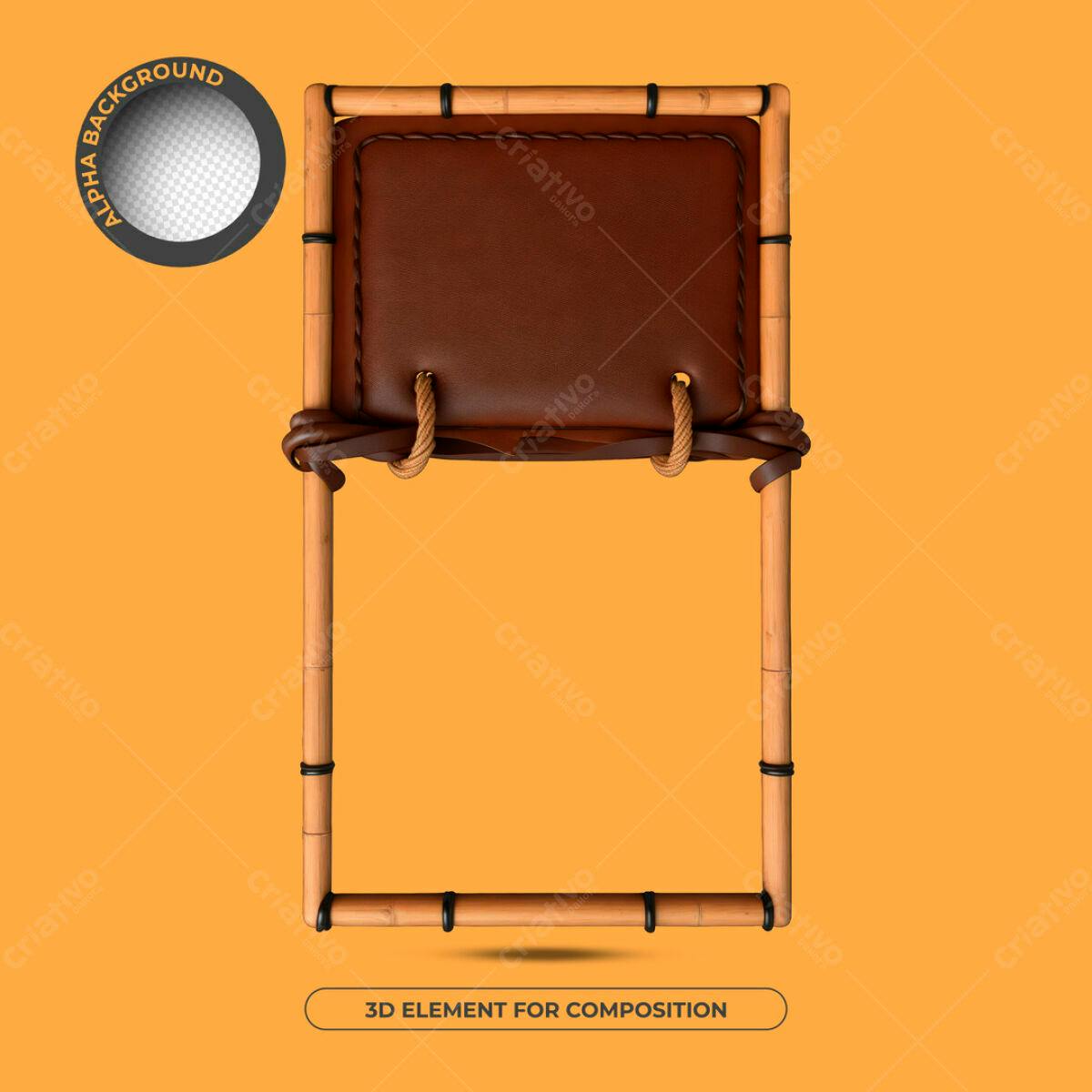 Moldura de Bambu com Couro Marrom PSD Editável