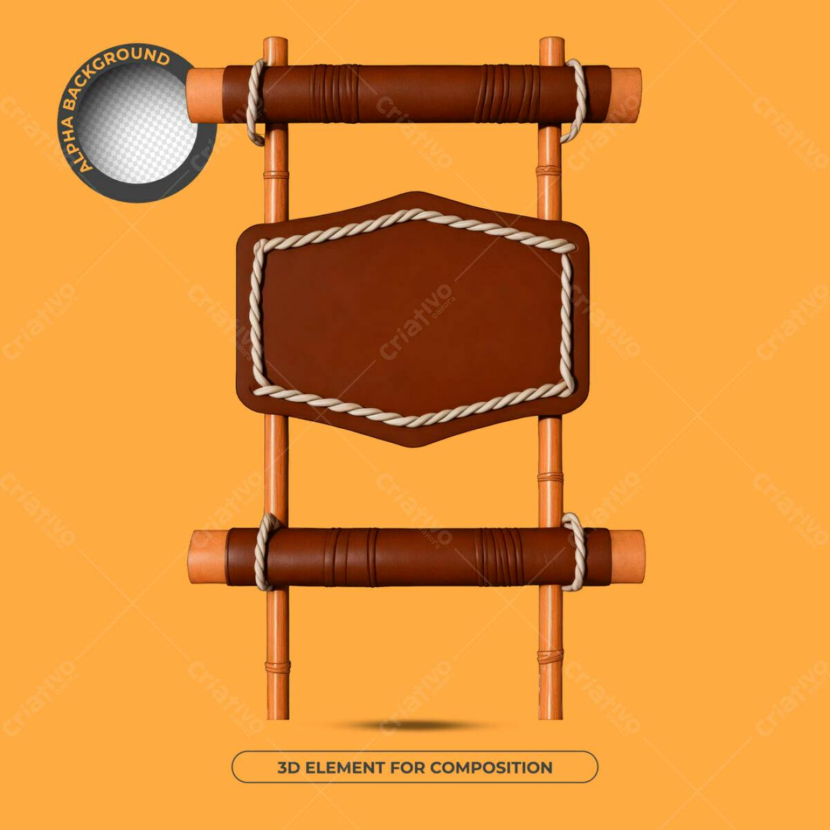 Placa de Madeira em 3D para Mockups PSD Editável