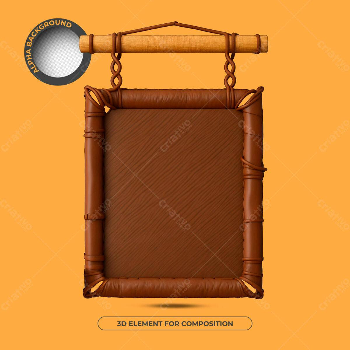 Moldura de Madeira Marrom PSD Editável