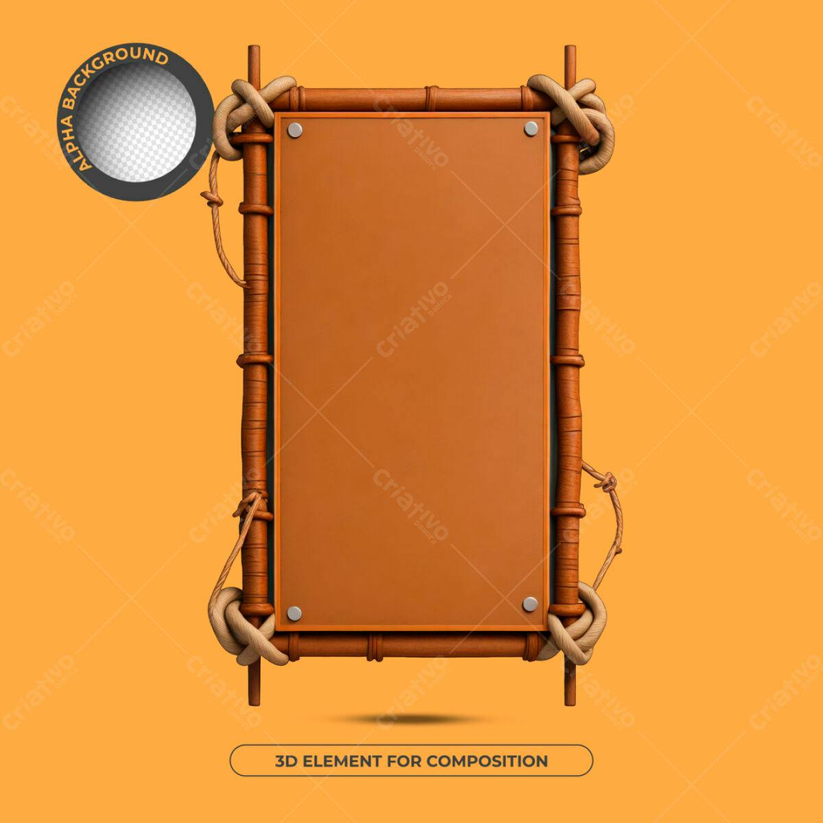 Moldura 3D em Bambu PSD Editável