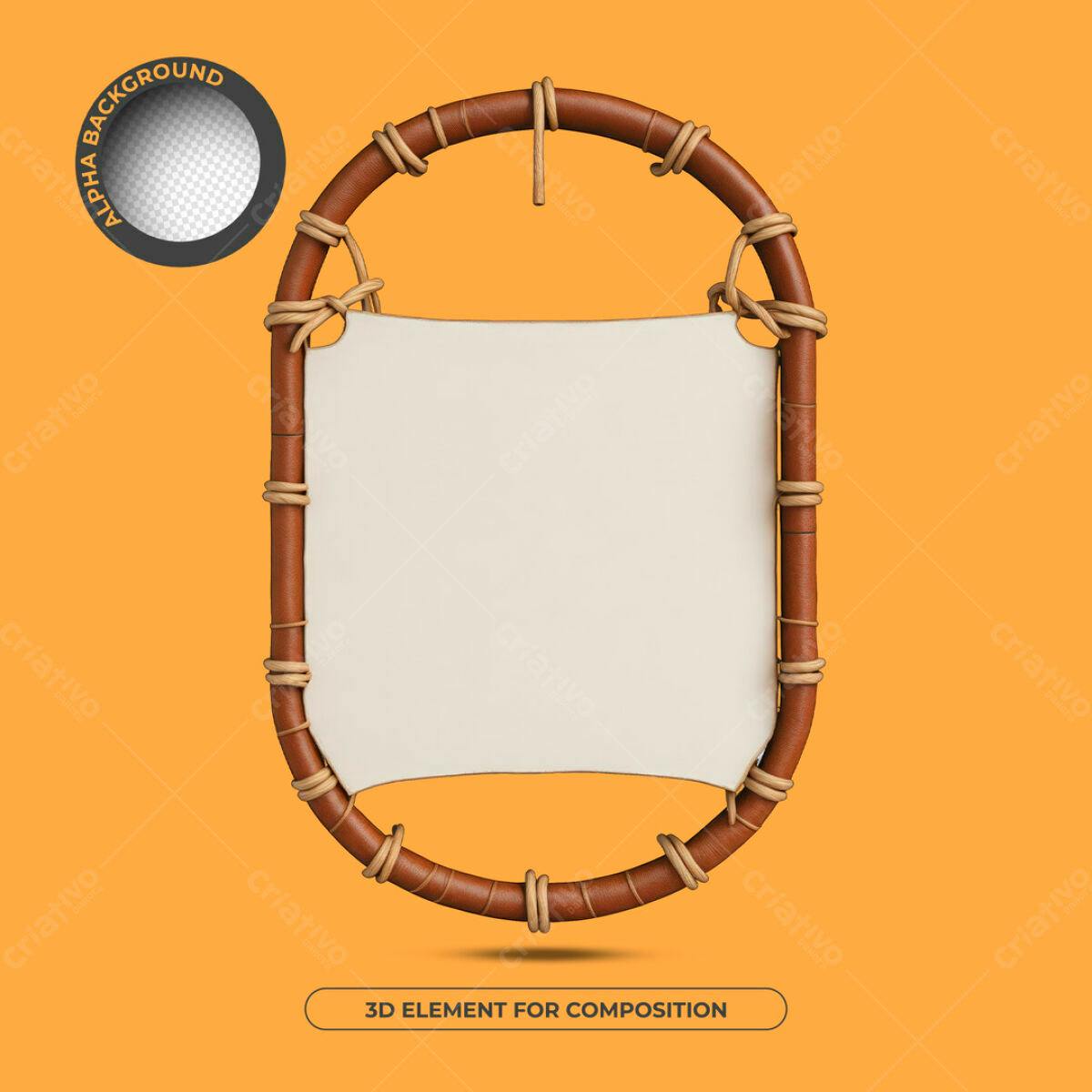Moldura 3D em Couro e Bambu PSD Editável