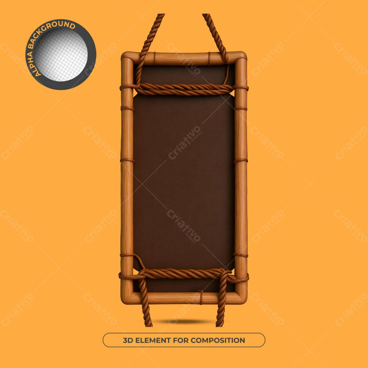 Moldura de Bambu 3D para Composição PSD Editável