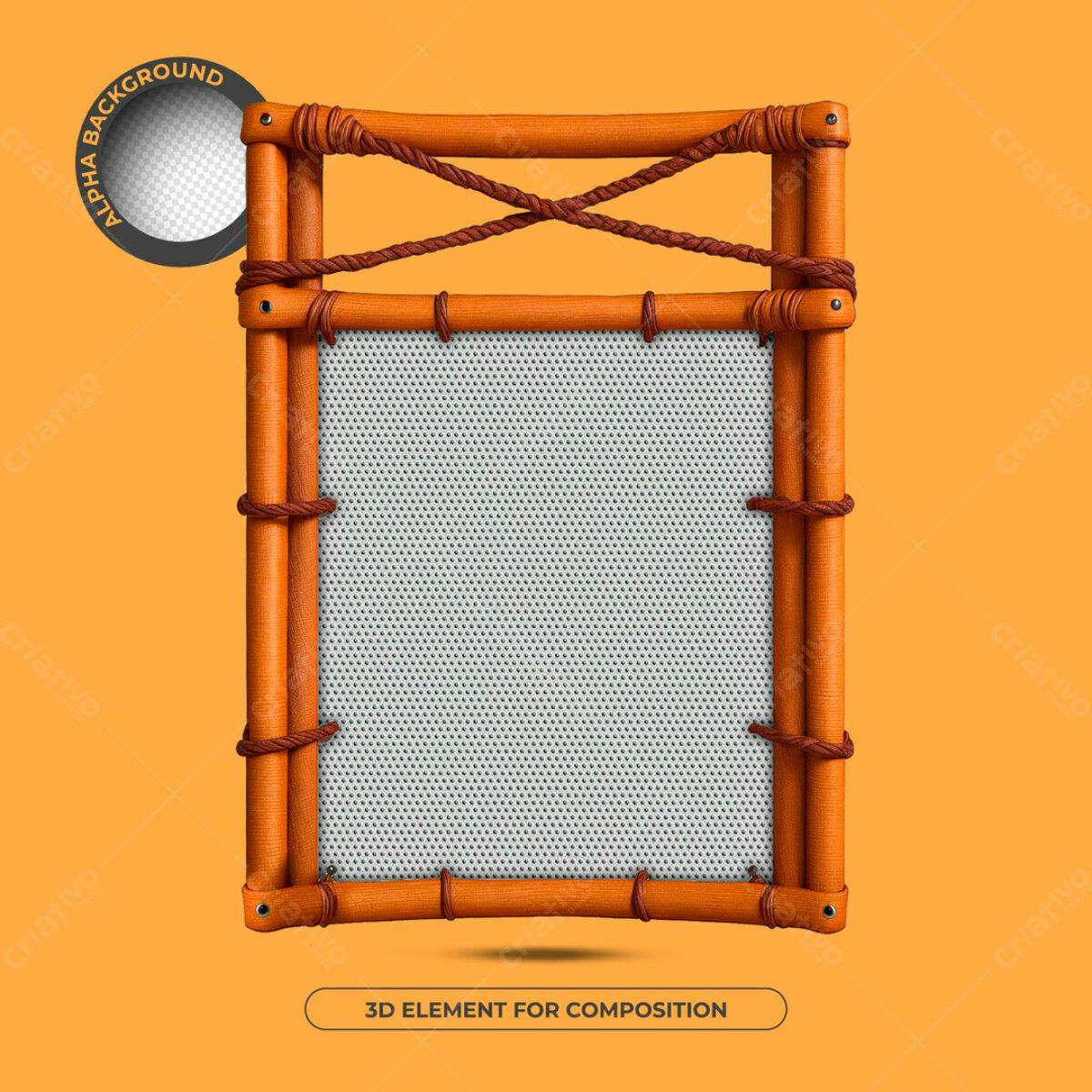Moldura de bambu PSD Editável para composições 3D