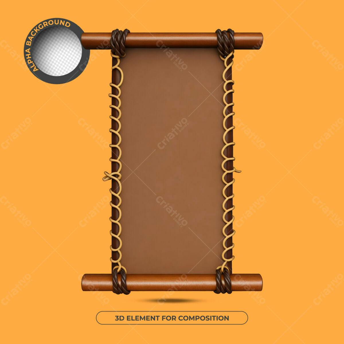 Banner em Madeira PSD Editável para Composições 3D