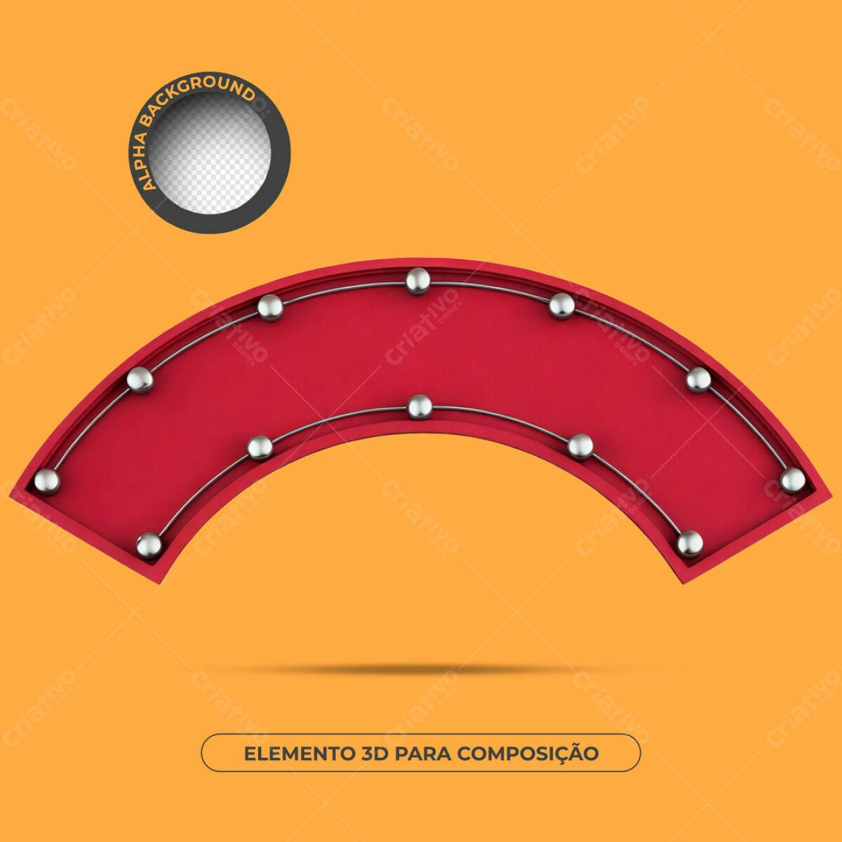 Elemento 3D Curvo Vermelho PSD Editável