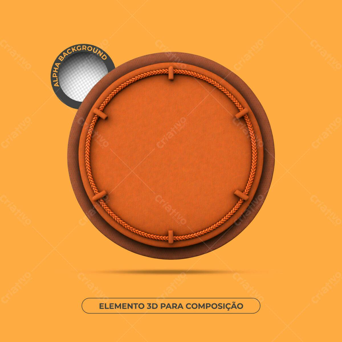Elemento 3D Abstrato Laranja PSD Editável