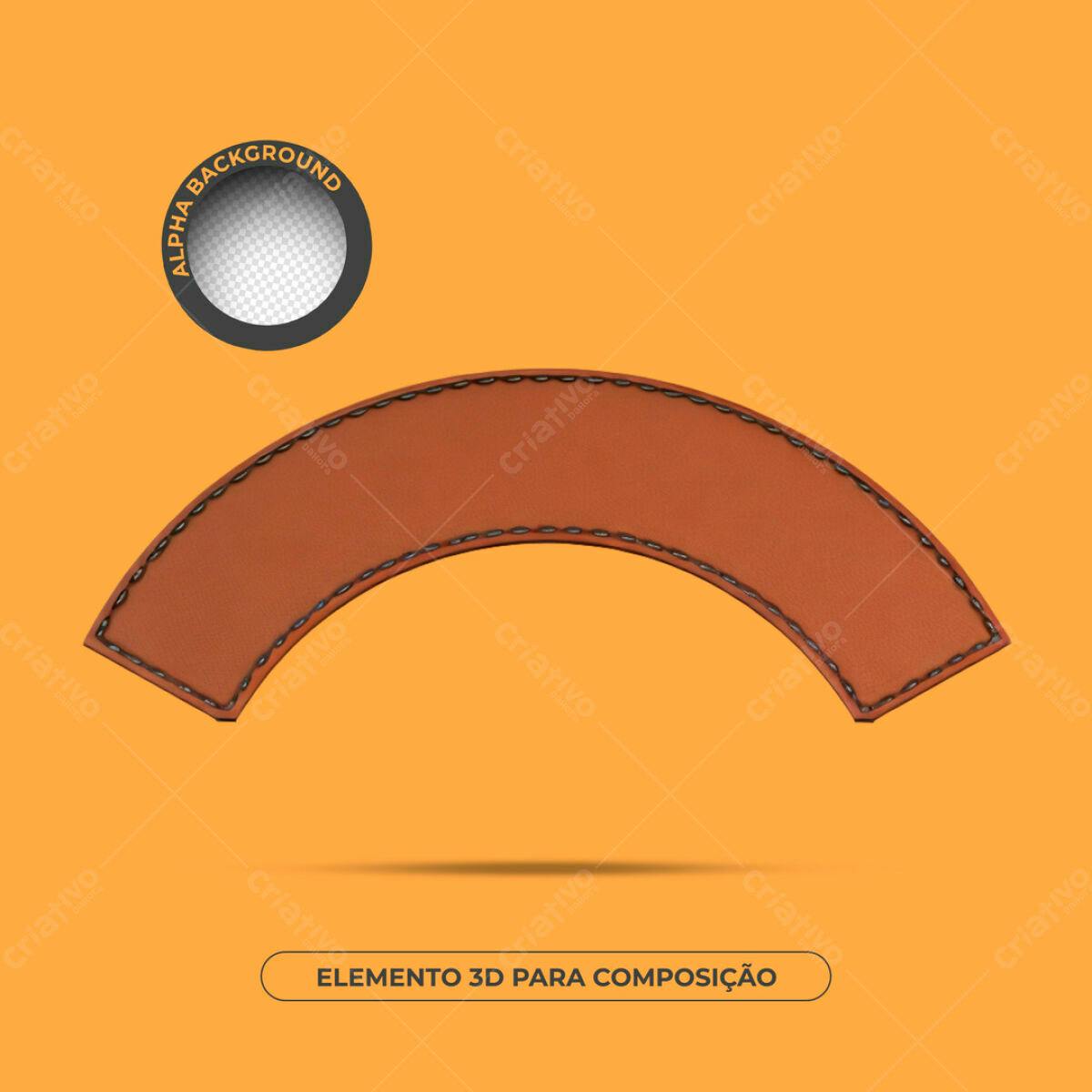 Elemento 3D em Couro Marrom PSD Editável