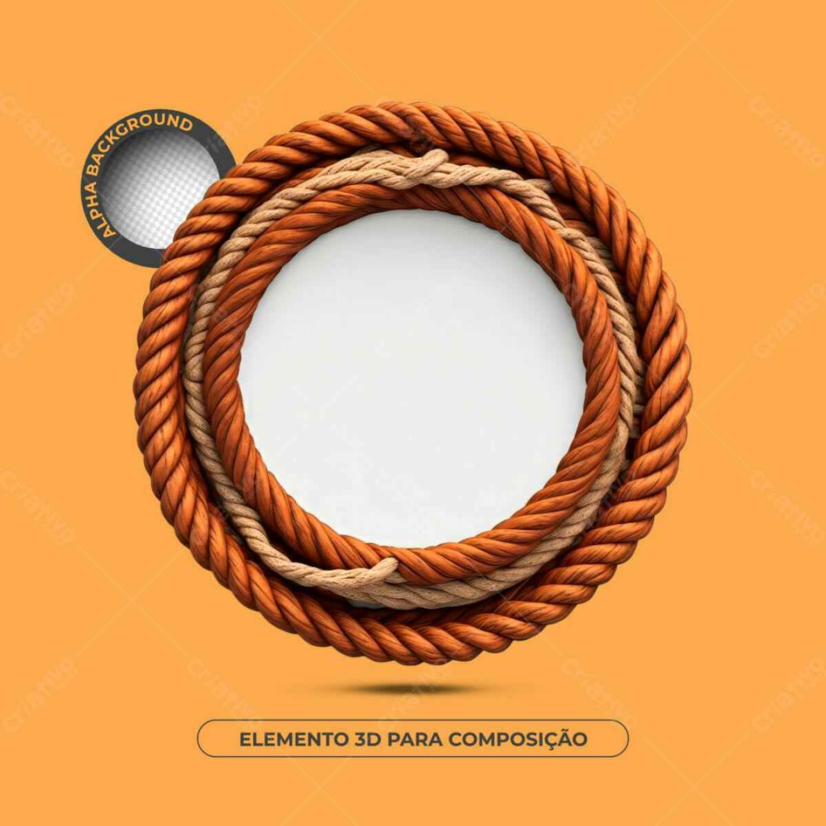 Elemento 3D Cordas Marrons e Bege PSD Editável