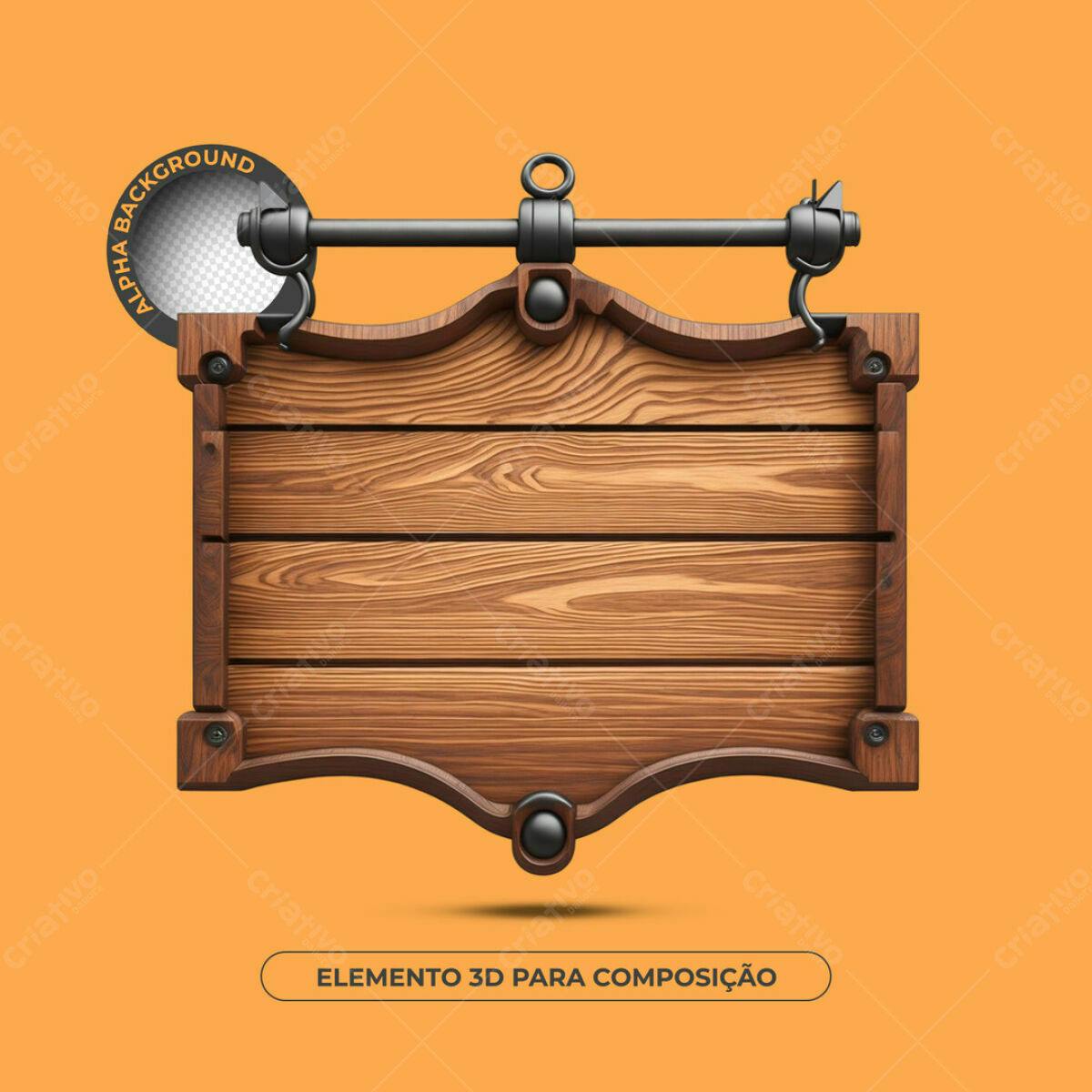 Placa de Madeira Rustica PSD Editável