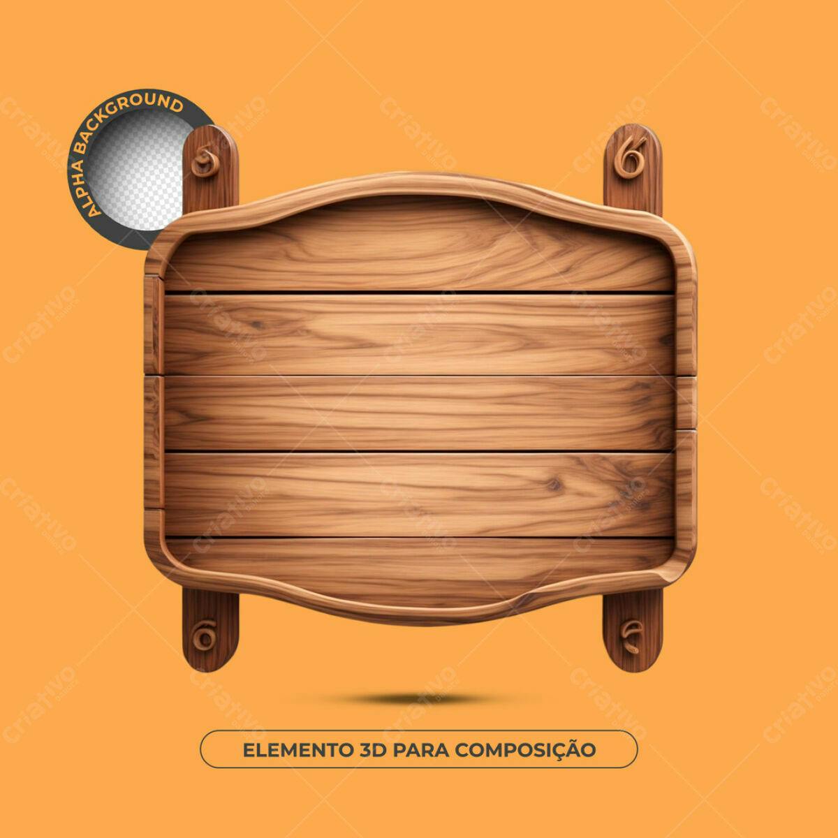 Placa de Madeira 3D para Composição PSD Editável