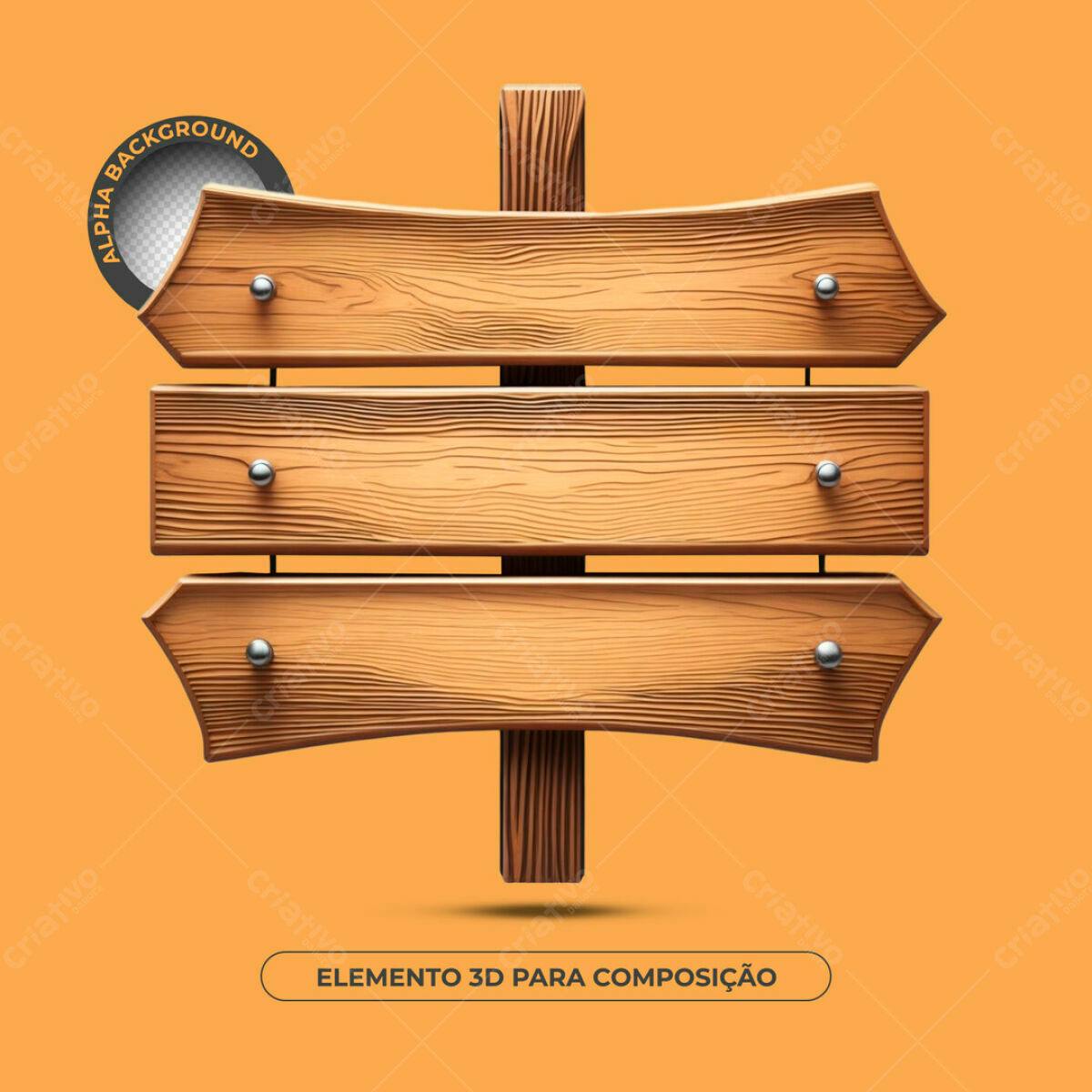 Placas de Madeira em 3D para Composição PSD Editável