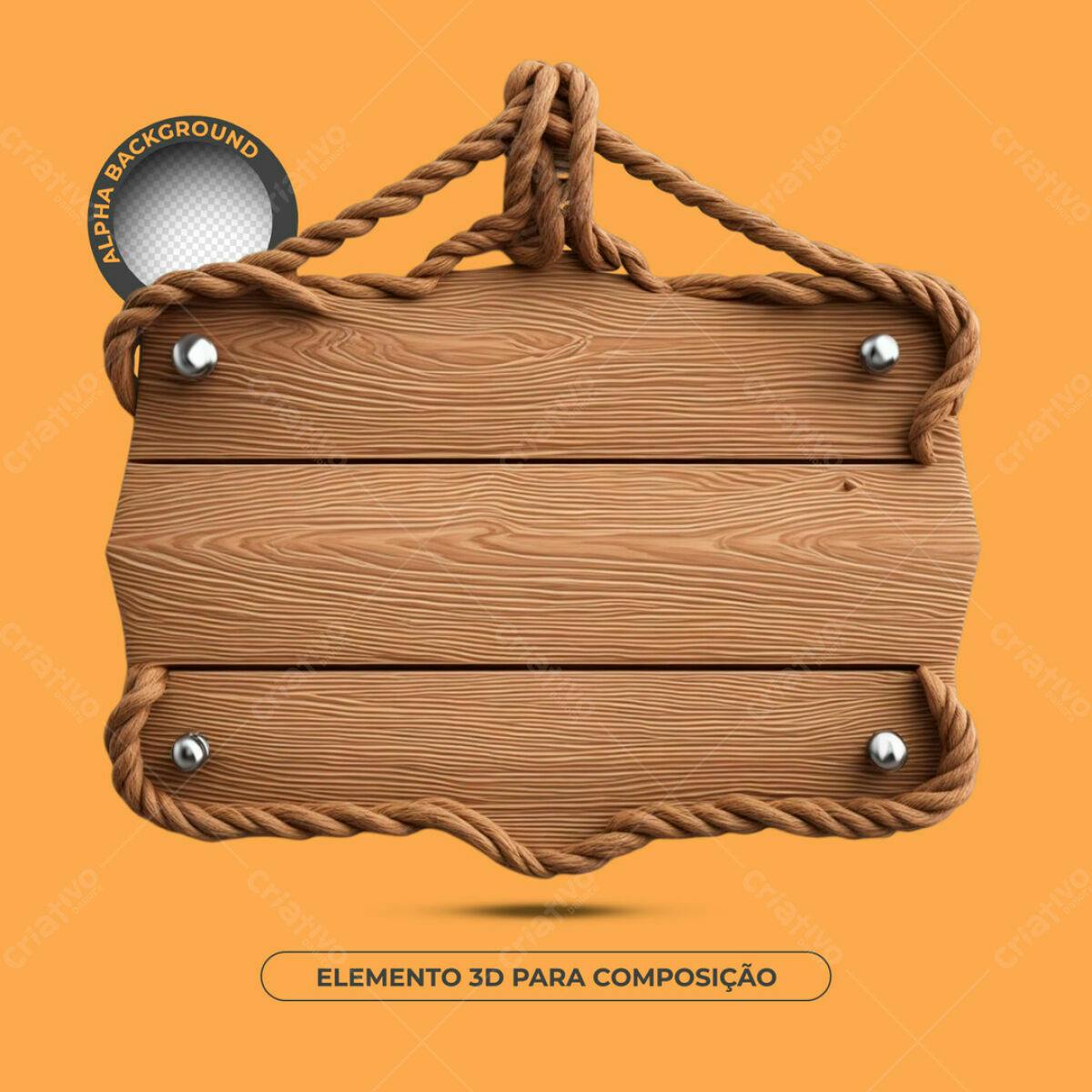 Placa de Madeira 3D para Composição PSD Editável