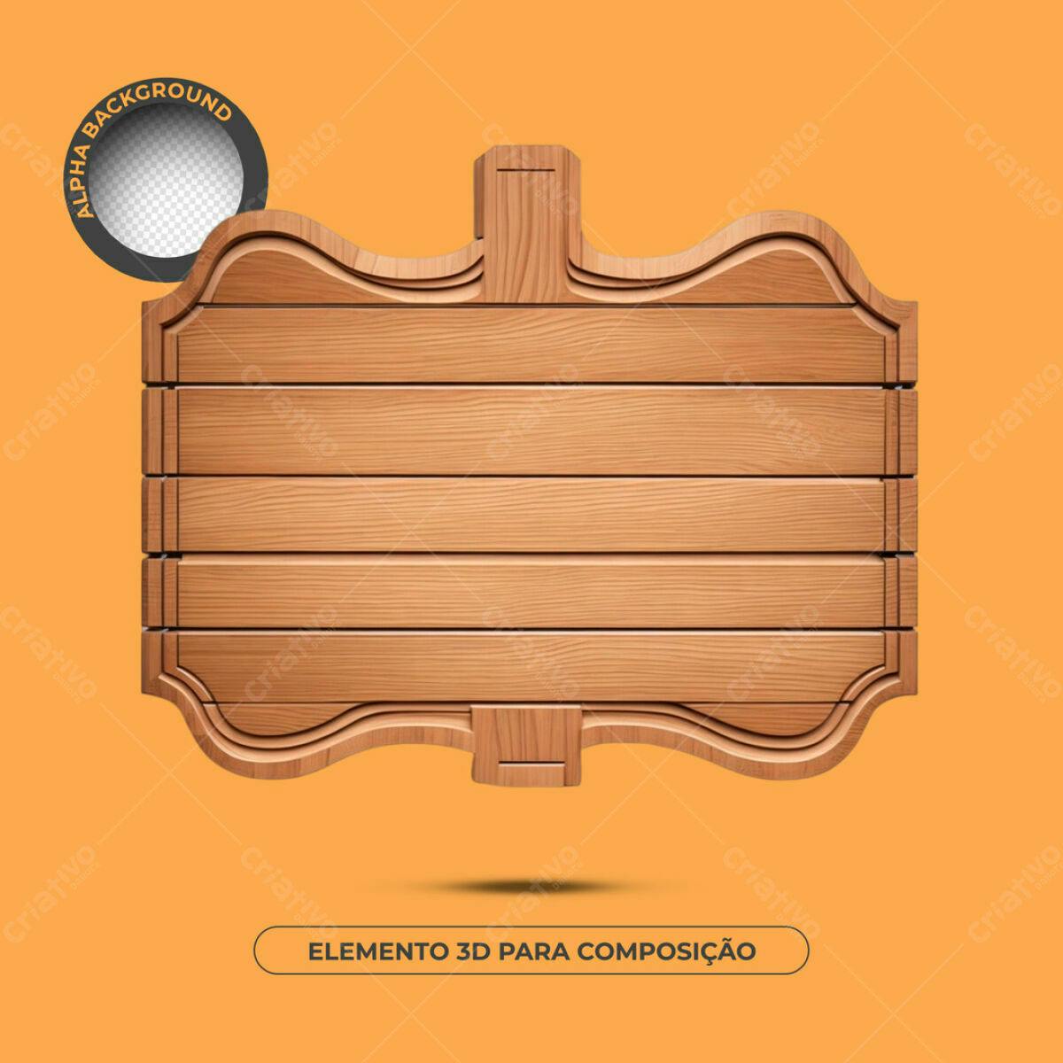 Placa de Madeira 3D para Design PSD Editável