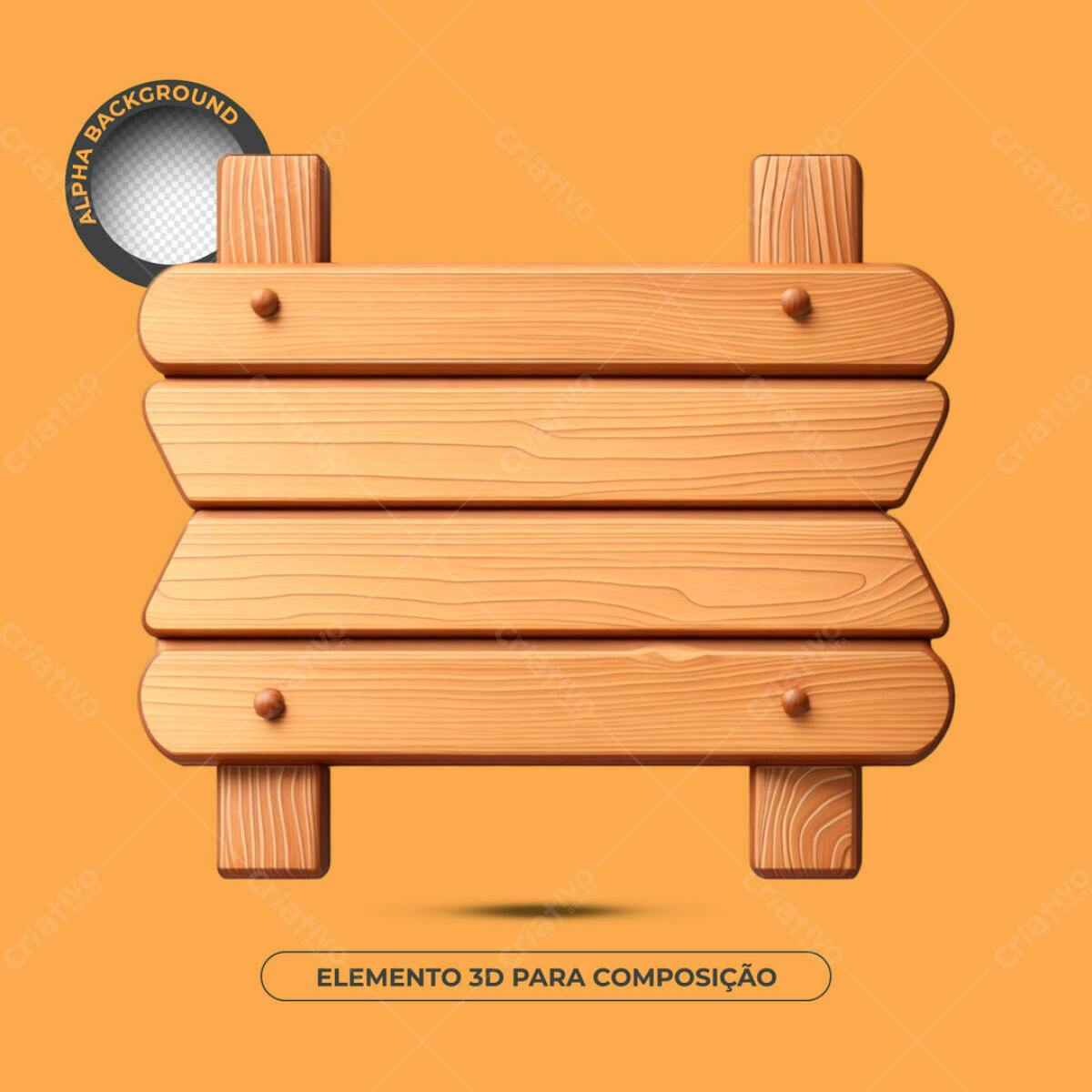 Placa de Madeira 3D para Composição PSD Editável
