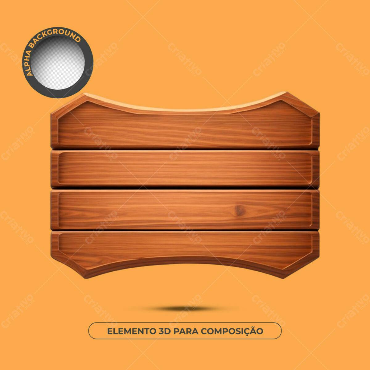 Elemento 3D de Madeira PSD Editável