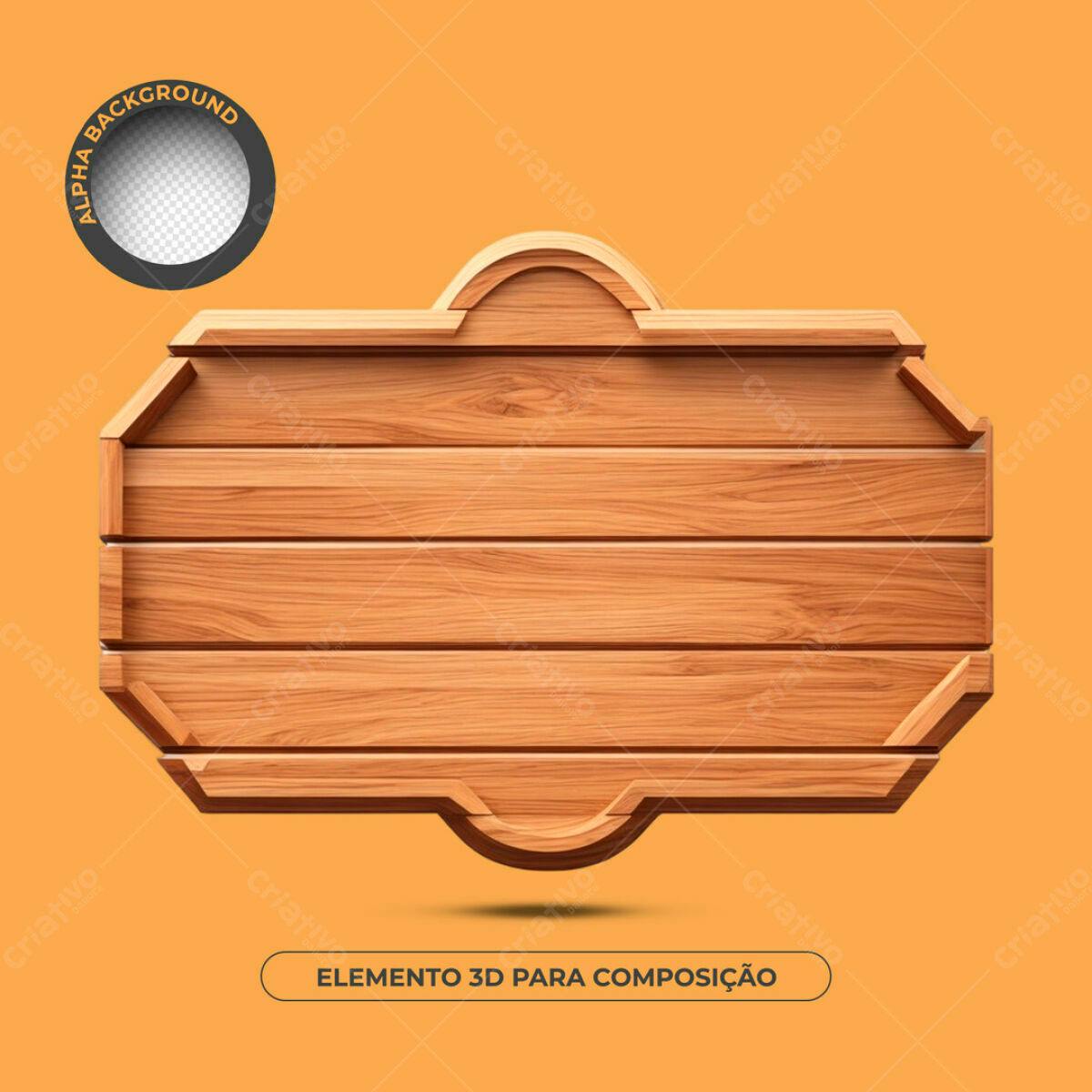 Elemento 3D de Madeira PSD Editável