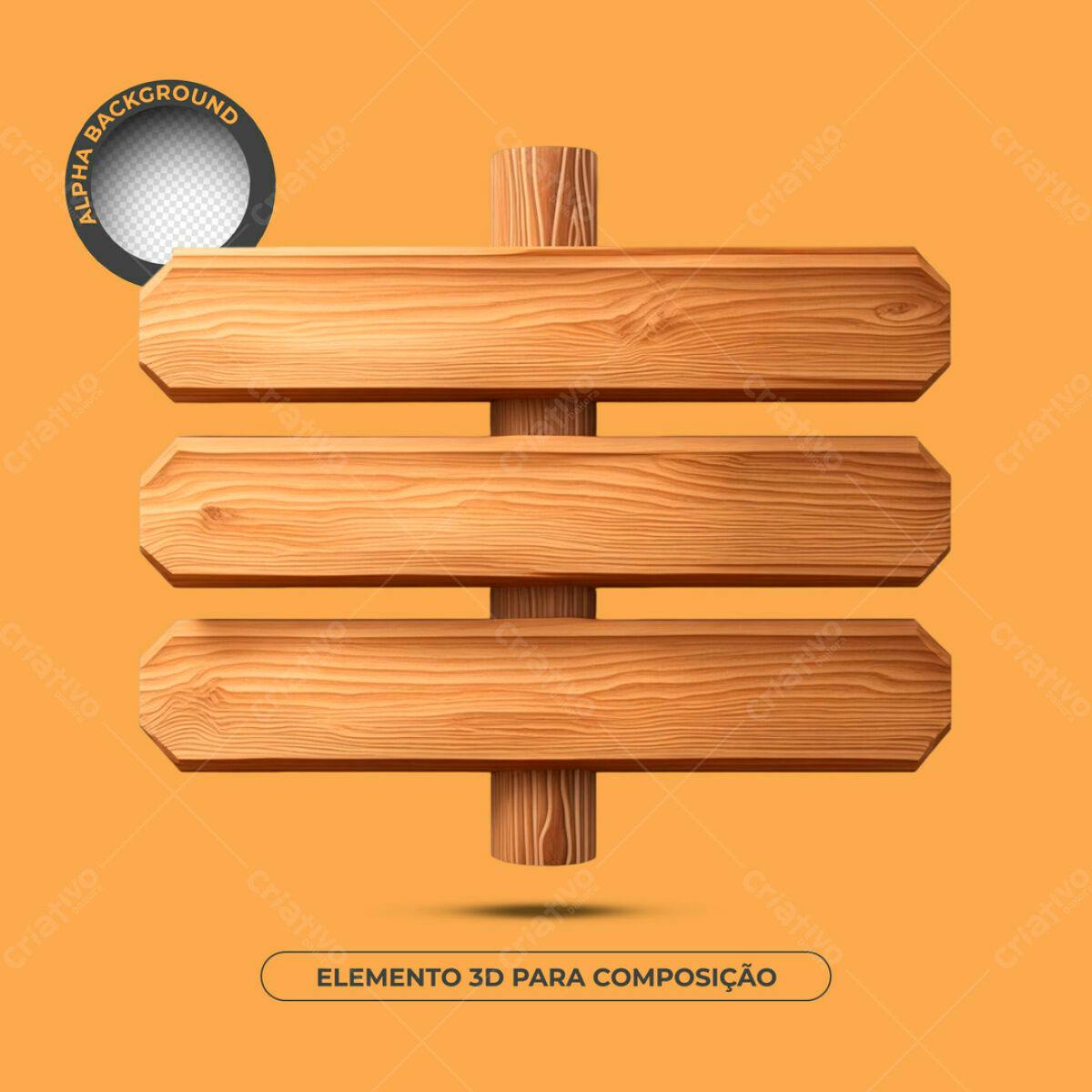 Placa de Madeira 3D para Composição PSD Editável