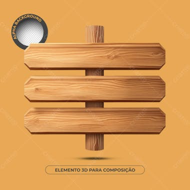 Base de texto de madeira elemento 3d para composição