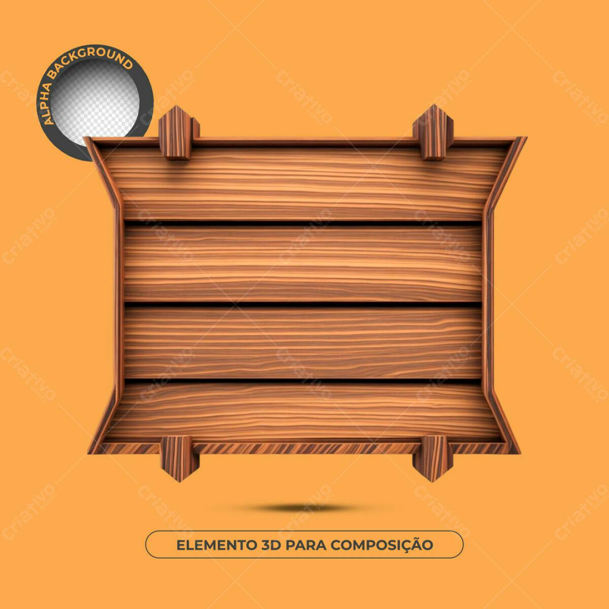 Elemento 3D de Madeira PSD Editável