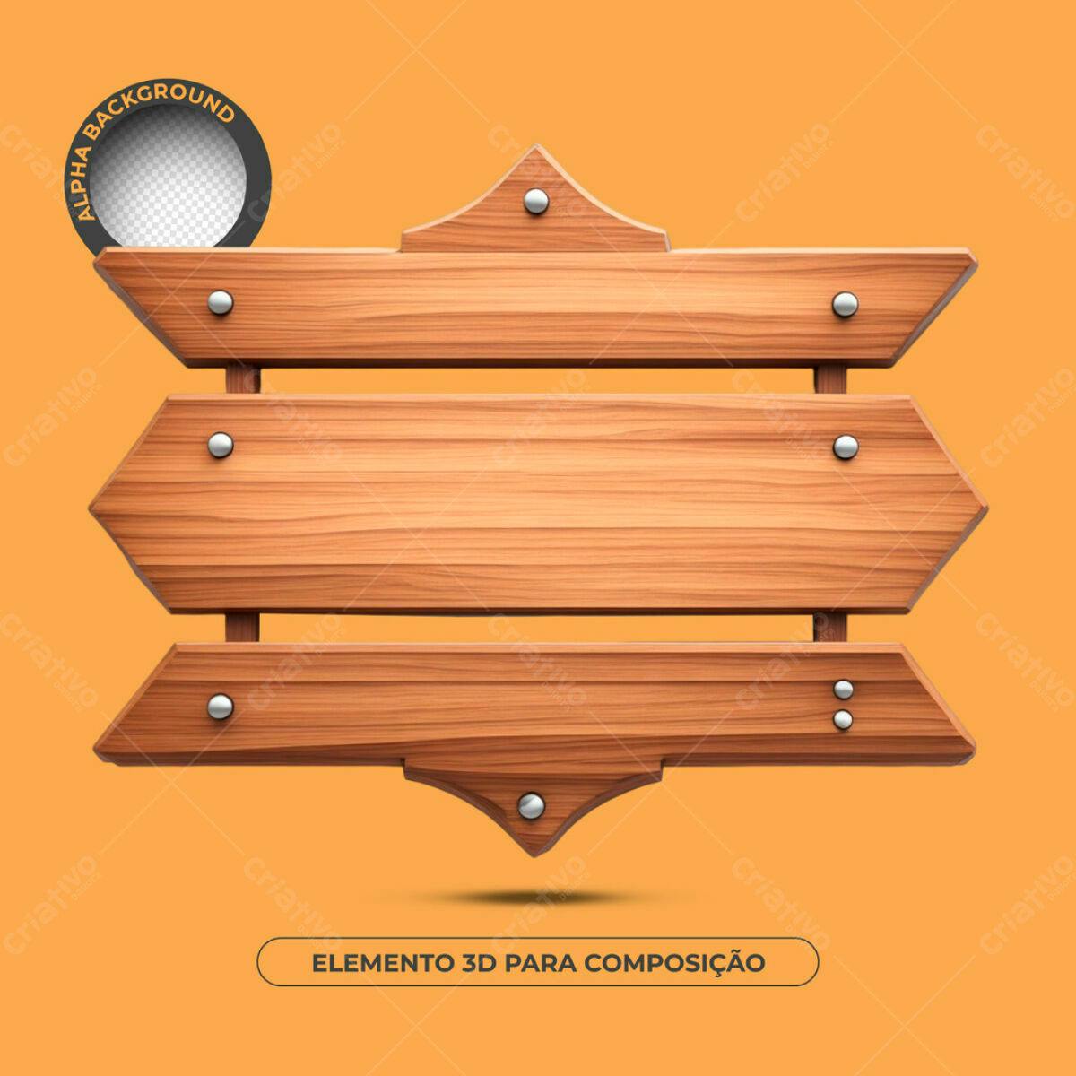Placas de Madeira em 3D para Composição PSD Editável