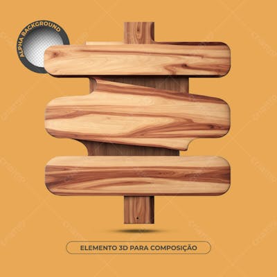 Base De Texto De Madeira Elemento 3D Para Composição