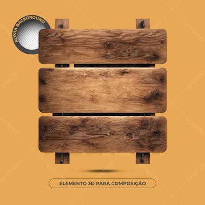 Base De Texto De Madeira Elemento 3D Para Composição